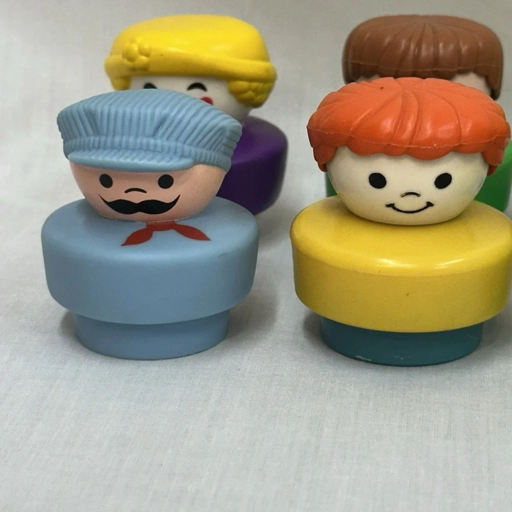 Lot Of 10 Fisher Price Chunky Little People 1990's Engineer, Dog Clown Construct